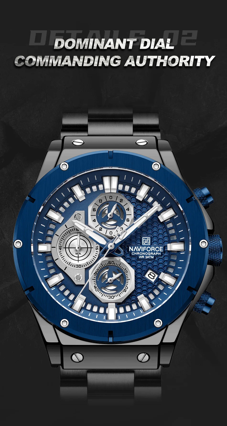 Naviforce 8026 Chronograph Stainless Steel Watch description image 10