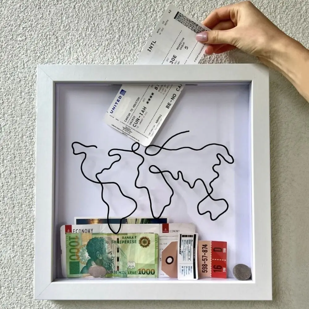 

LoadingDisplay Case Adventure Archive Box Easy To Use Frame Ticket Shadow Box Hang Keep Memories Alive Travel Collection Box