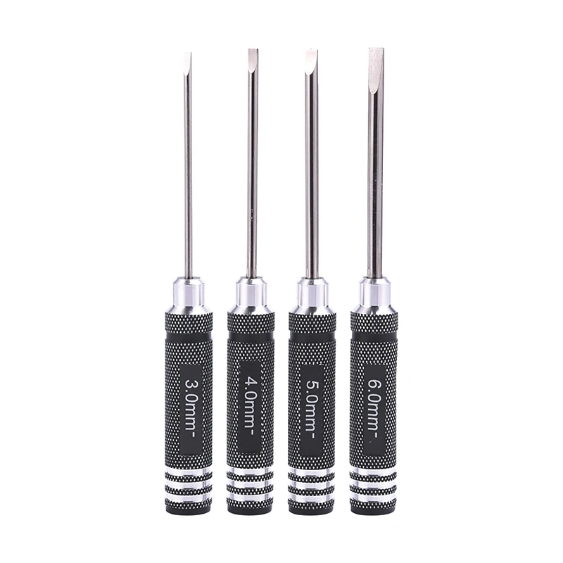 1/14 RC 자동차용 플랫 헤드 스크루 드라이버 키트, 라디오 제어 모델, 3.0mm, 4.0mm, 5.0mm, 6.0mm, 4 개