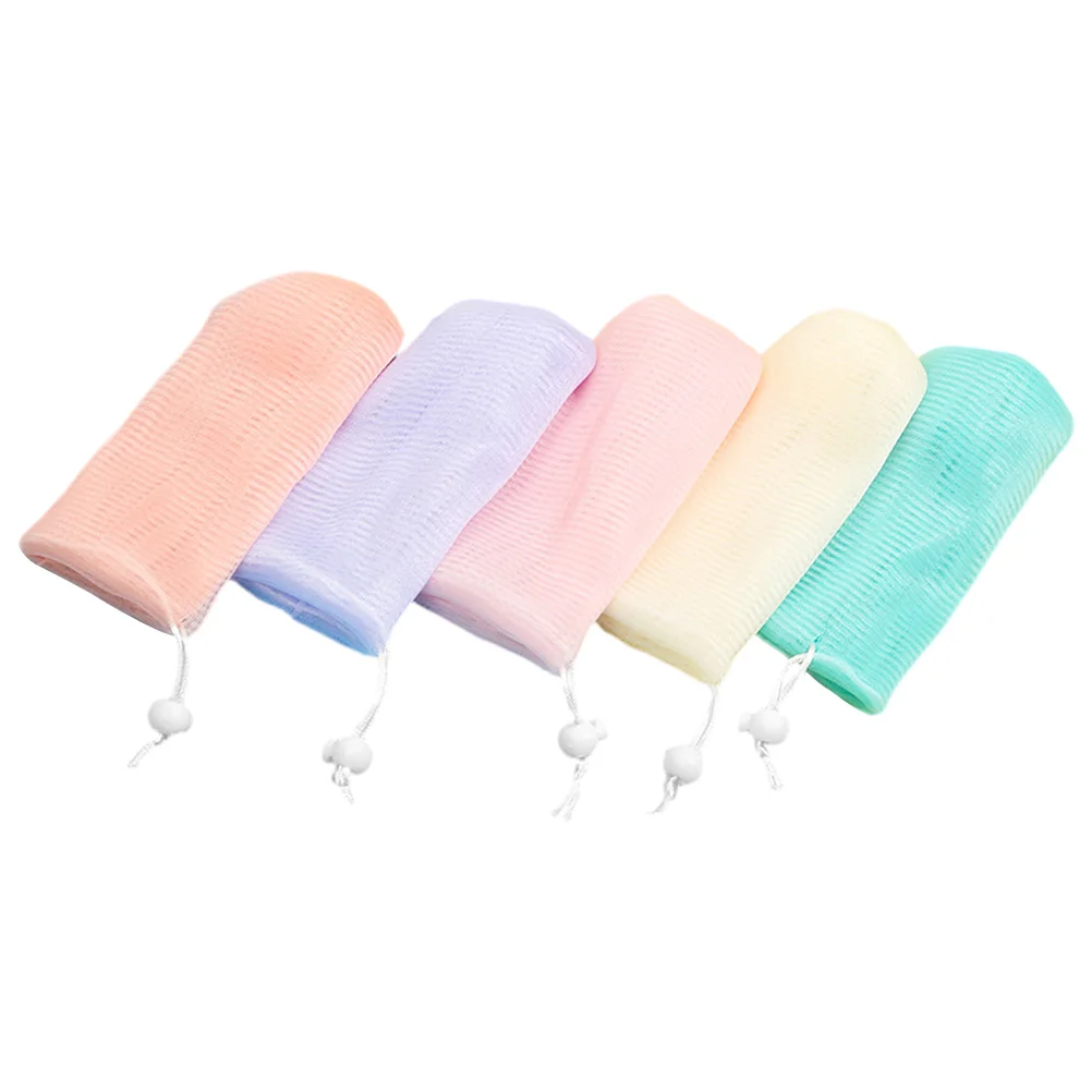 5 Pcs Lathering Soap Bar Scrubber Pouch for Bars Exfoliating Colored Net