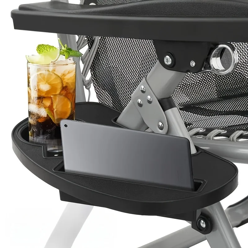 Plastic Zero-Gravity Chair Cup Holder-Clamp-On Tray with Phone Slot for Beach Lounge Chairs No Power Required