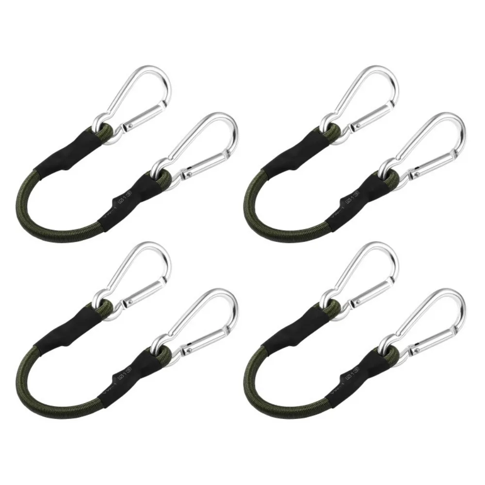 Bungee Cords Magnetic Carabiner Strap Silver Bungee Cord Metal Latex Cords Carabiner Outdoor Elastic Strap