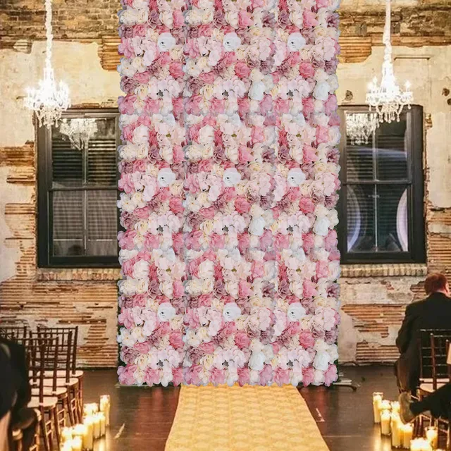 12pcs Premium Silk Flower Artificial Hydrangea Rose Flower Wall Panel Bouquet Floral Home Decor Panel Backdrop Wedding Party 4