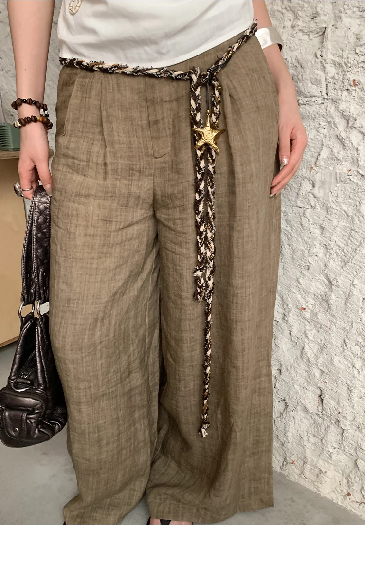 Retro Color-Blocked Woven Starfish Pendant Thin Waist Rope For Women Ethnic Style With Skirts Jeans Accessory Versatile Belt