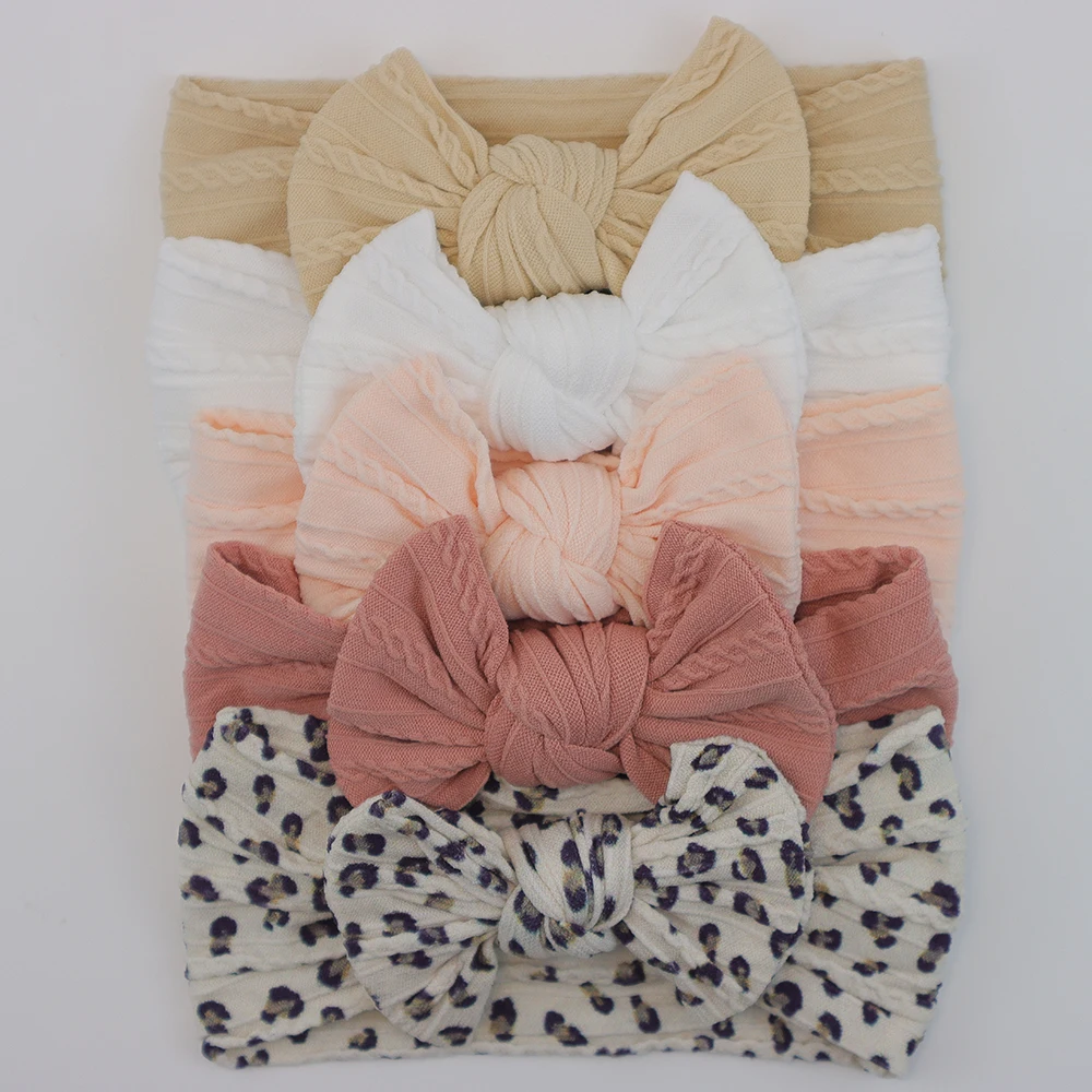 5er-Set Baby-Mädchen-Stirnbänder, Baby-Schleifenstirnbänder, Neugeborenen-Geschenk, elastische Haarbänder, Kinder-Turban, Baby-Haar-Accessoires – Detail 12