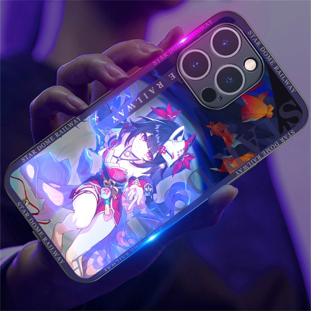 Beliebte Honkai Game LED-Leuchthülle für iPhone Air 17 16 E 15 14 13 12 11 Pro Max Plus X XS XR SE Mini 6 7 8 – Detail 22