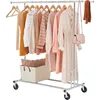 Heavy Duty Clothes Rack Foldable Garment Rack with Wheels and Extendable Rod, Freestanding Clothing Rack 1