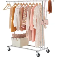 Heavy Duty Clothes Rack Foldable Garment Rack with Wheels and Extendable Rod, Freestanding Clothing Rack 1