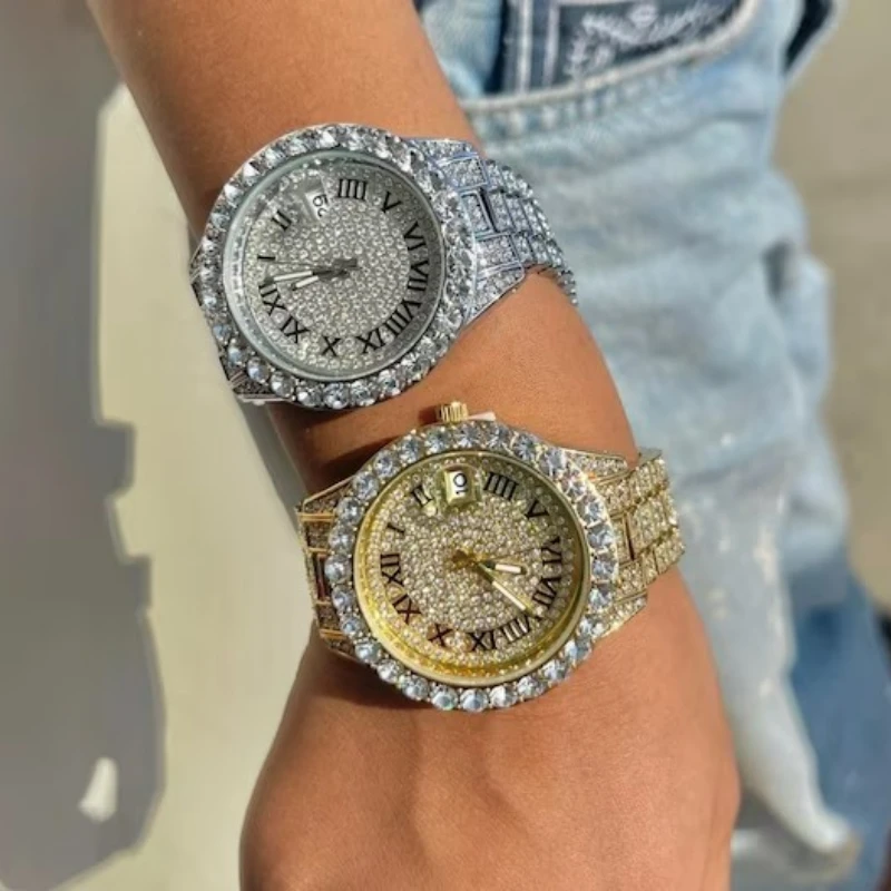 New Luxury Shiny Diamond Watch for Women Elegant Brand Quartz Steel Bracelet Watches Zircon Crystal Fashion Wristwatch Clock - 2