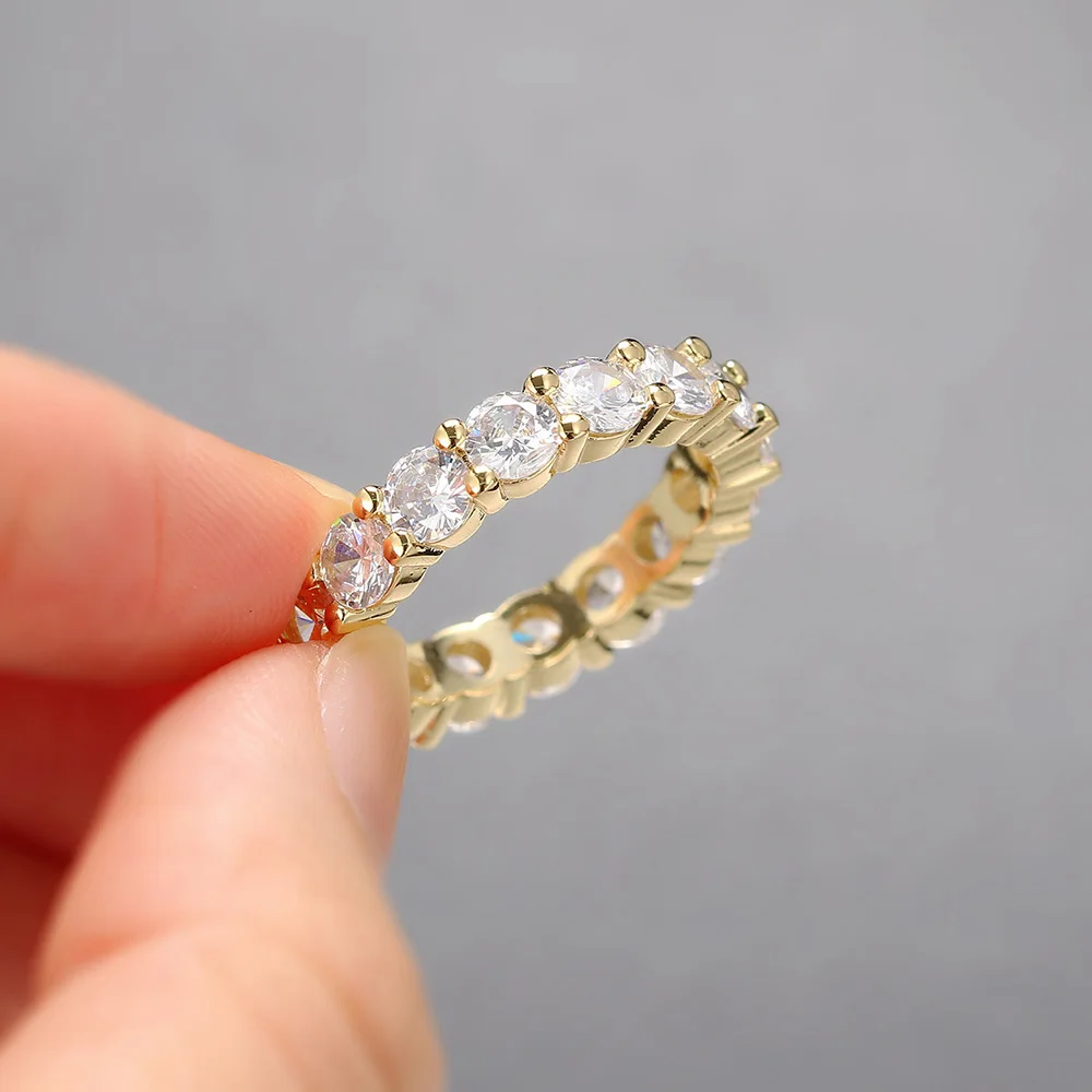 Iced Out Ring for Women Punk Hiphop AAA+ Cubic Zirconia Gold Color Crystal Rings Accessories OHR051