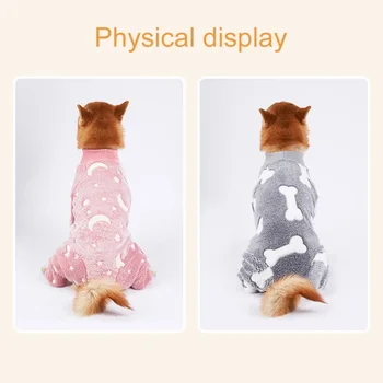Soft Dog Pajama 4 Legged Warm Fleece Stretchable Dog Pajamas Onesie Pet Pjs Full Body Cover Dog Jumpsuit Clothing 5