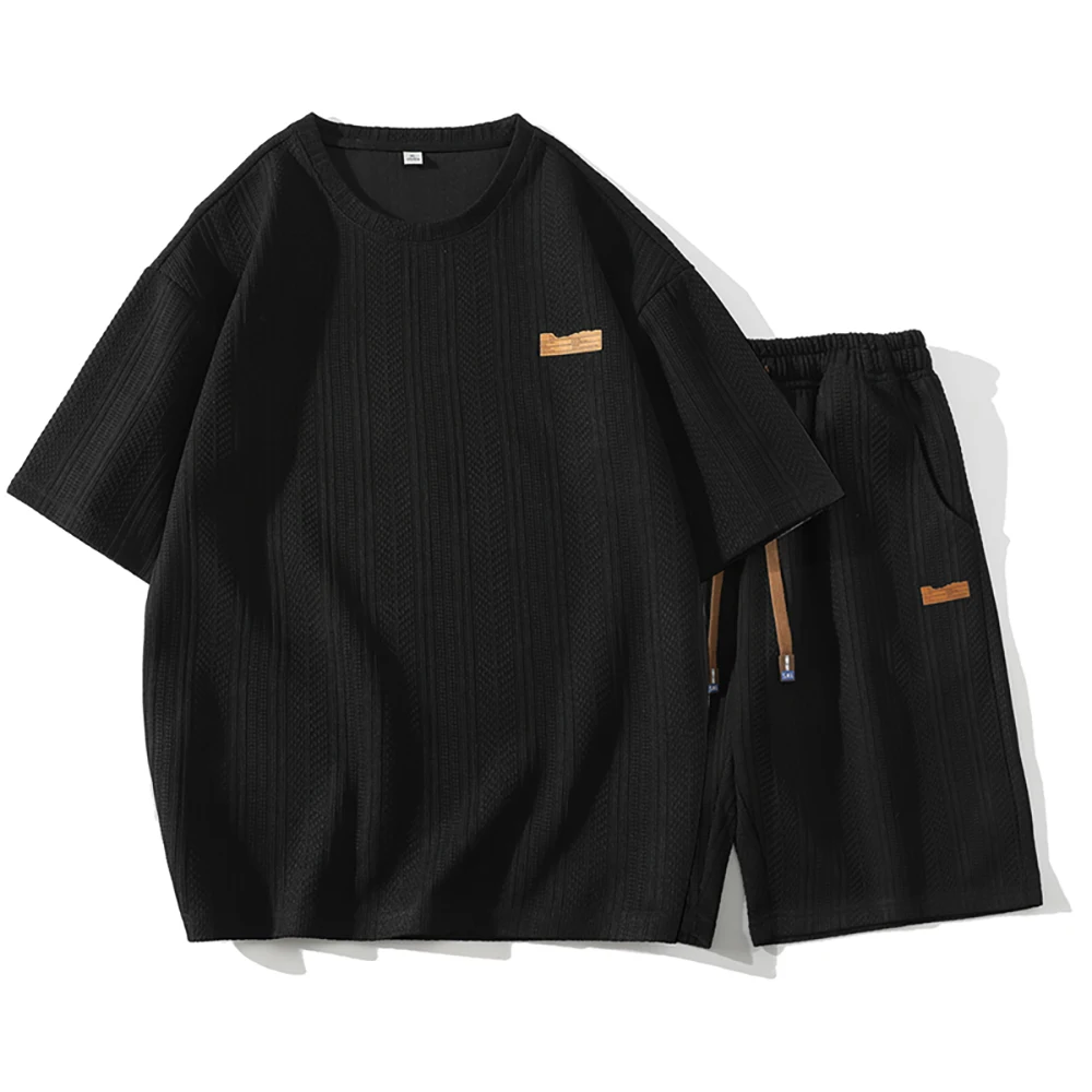 Summer New Men's Two Piece Set Gradient Casual T-Shirt and Shorts Sets Men Sports Suit Fashion Short Sleeve Tracksuit Pullover