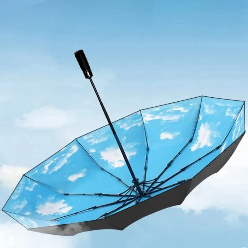 Manual Umbrella Fully Manual Umbrella Female Strong Compact Windproof Uv Resistant Beach Girl Parasol Folding Parasol Men's Women