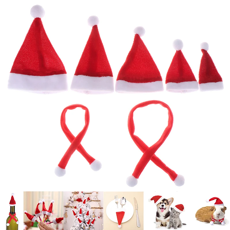 Christmas Beanie Hat 5/10pc Christmas Wine Bottle Covers Mini Santa Hats Scarf Christmas Scarf Santa Hats for Dolls Home Decor Navidad christmas beanie hat
