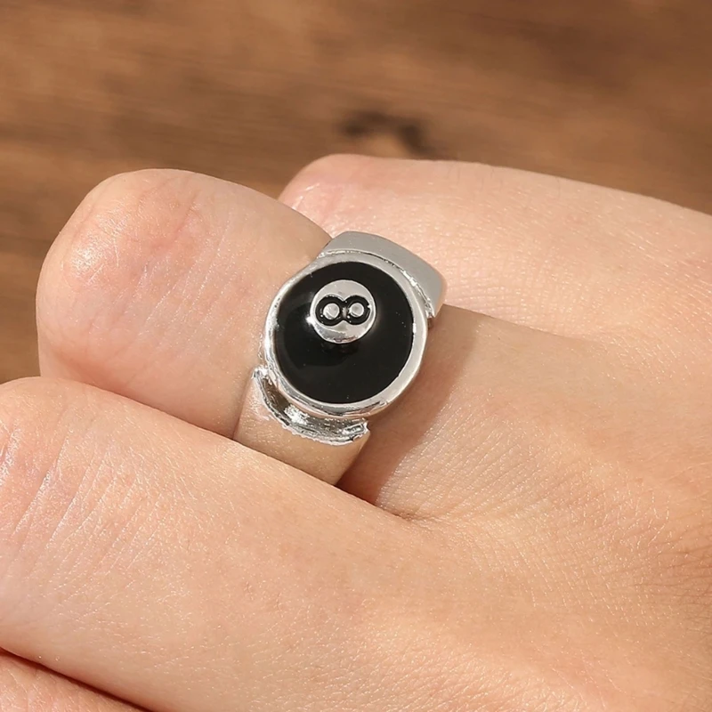 Anello Titanio 8mm Nero Acquista Anello In Acciaio Al Titanio Moda Anelli Da Uomo In Acciaio Gioielli Uomo Senza Marca - 6