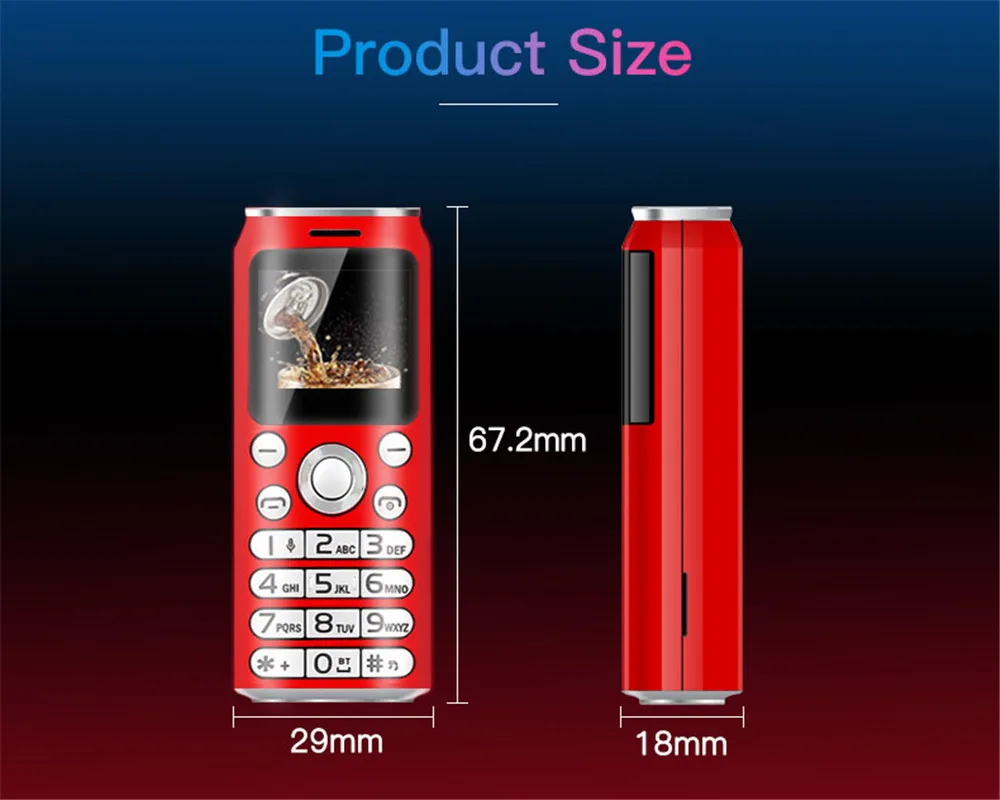 SATREND K8 Fashion Mini Mobile Phone Cola Shape Dual SIM Telefone MP3 Call Recording 1.0'' Pocket Smallest Size Cellphone