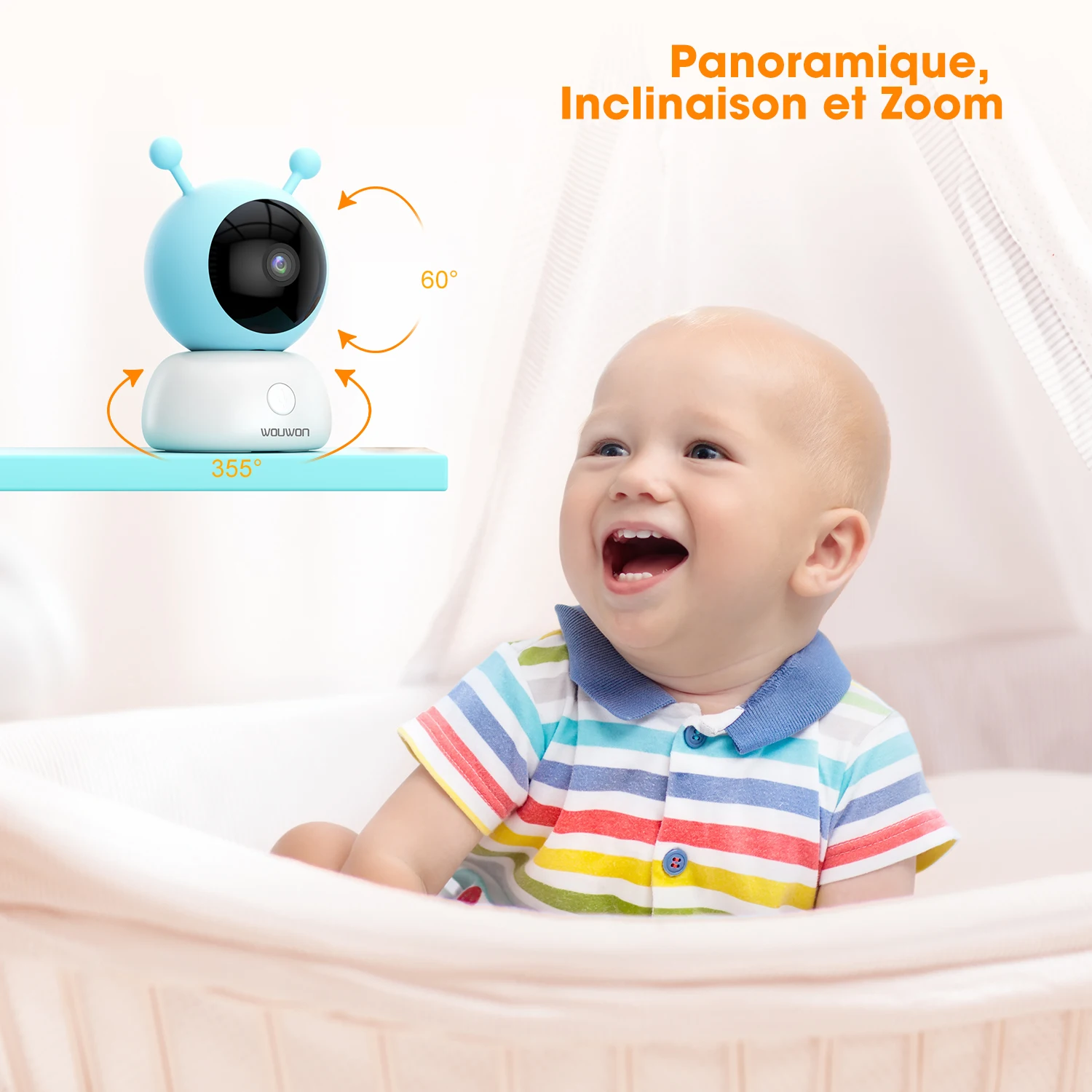 WOUWON Baby Monitor Babyphone Camera Video Baby Camera Bebe Nanny HD 5 Inch  LCD Two Way Talk PTZ Lullabies For New Born