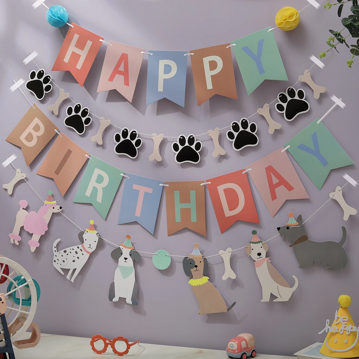 Birthday Banner Party Decorations Dog Bone Flag 1 piece 1 set