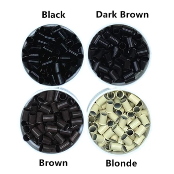 500 Pcs Flare Euro Lock Copper Tubes Micro Rings Links Beads for I-Tip Human Hair Extensions 4.0x6.0mm