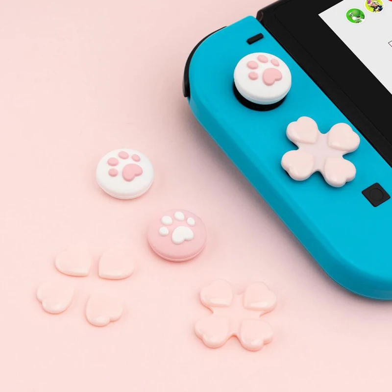 D 패드 이동 크로스 방향 버튼 ABXY 키 스티커 조이스틱 엄지 스틱 그립 커버 Nintend Switch OLED NS Joy-con 스킨 케이스