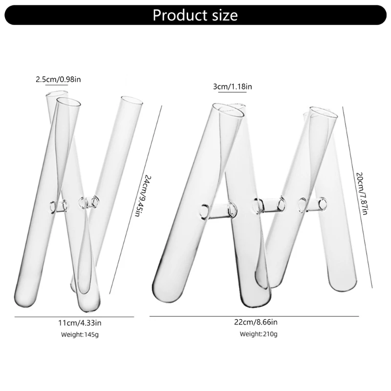 3/4 Transparent Test Tube Glass Vases for Creative Floral Arrangements Plant Container for Home and Office Desk Decors 6