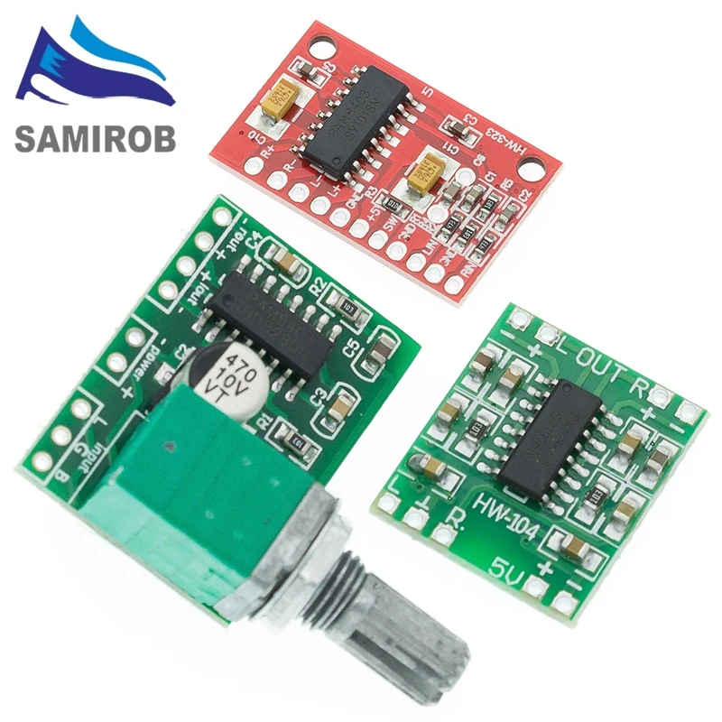 SAMIROB Verstärkerplatine 2 * 3 W Klasse D Digital DC 2,5 V bis 5 V PAM8403 MINI Digital Power Lautsprechermodul mit Potentionmeter