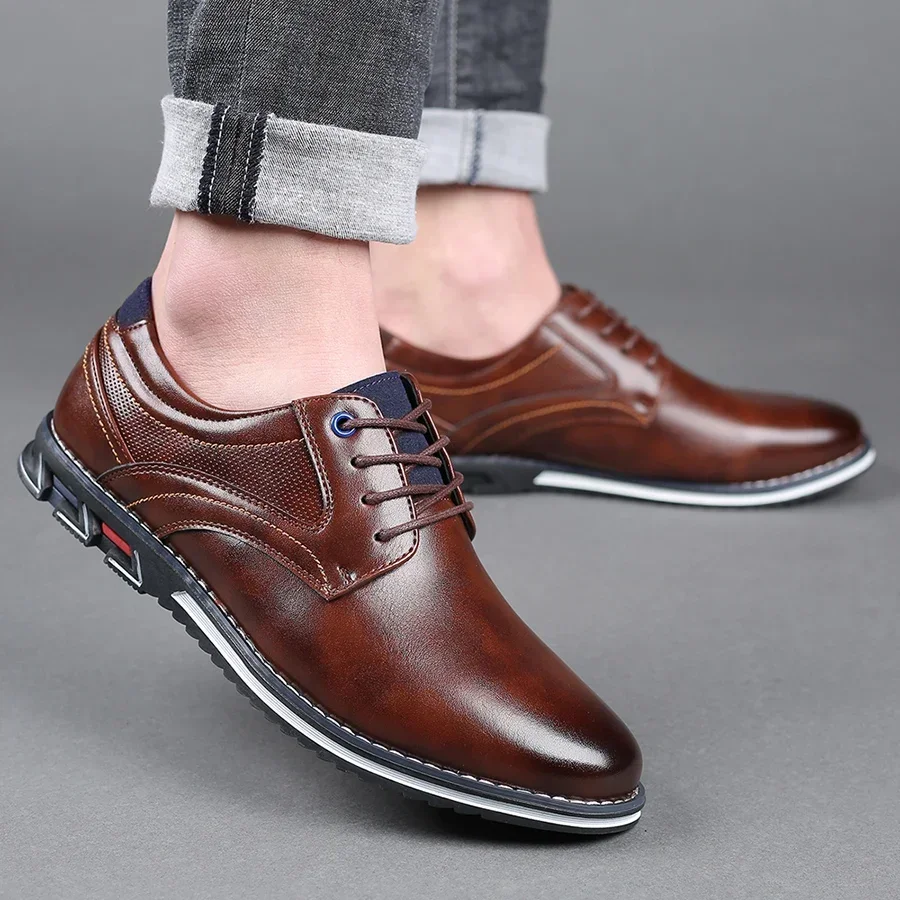 Retro Men Shoes Business Brand Leather Shoes Fashion Casual for Men Black Brown Breathable Loafers Comfort Men'shoe