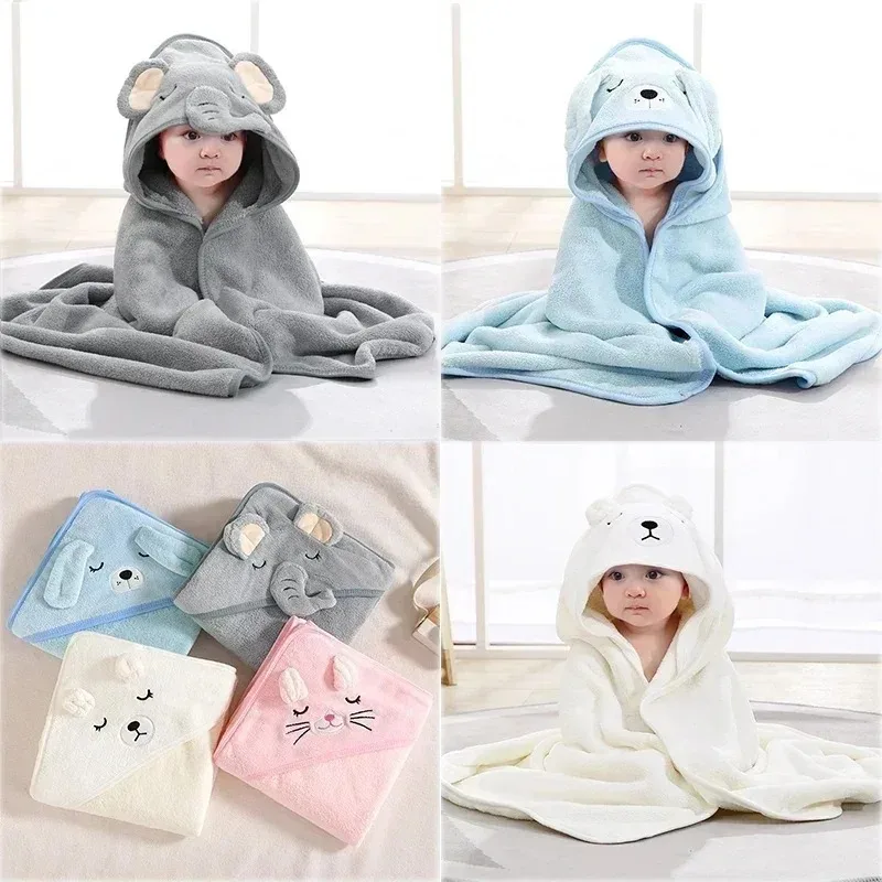Baby Bath Towel Robe Cartoon Animal Baby Bath Towel Newborn Wrap Blanket Absorbent Baby Bathrobe Hooded