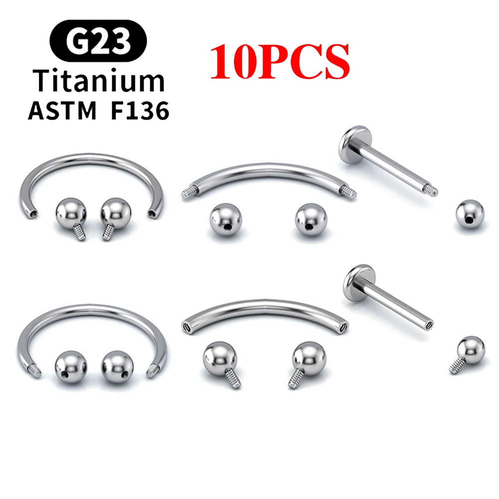 10PCS Eyebrow Jewelry Labret Piercing Jewelry Lip G23 Titanium Septum Piercing Nose Ring Jewelry for Women