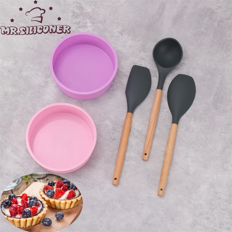 

6 Inch Silicone Cake Round Shape Mold Kitchen Bakeware DIY Desserts Baking Mold Mousse Cake Moulds Kitchen Tools Baking Pan Set