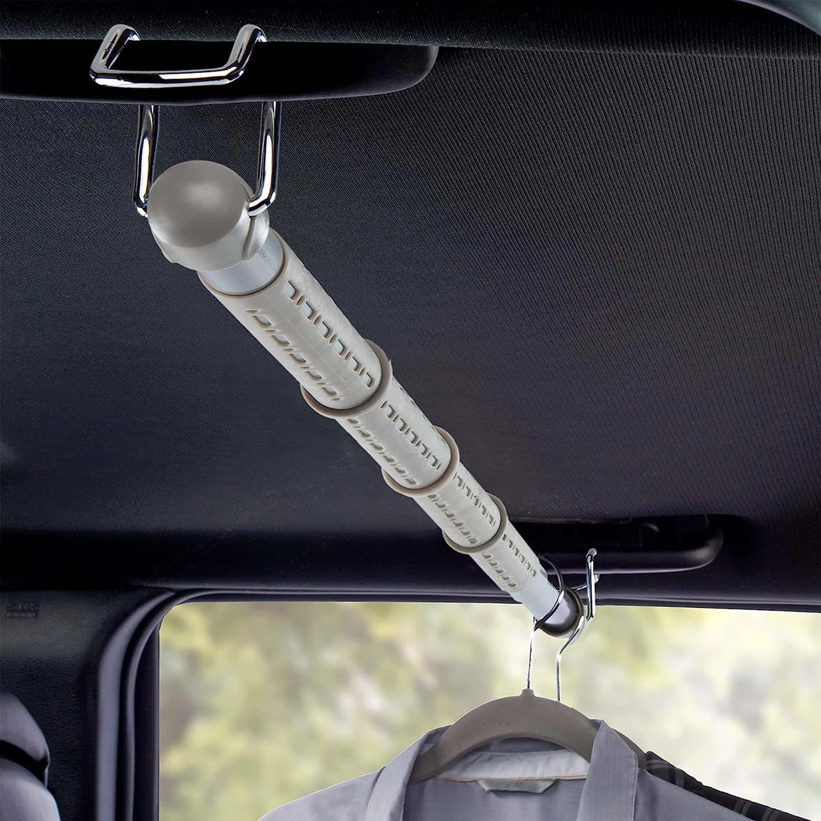 Asta per vestiti per viaggi in auto Barra per vestiti retrattile per viaggiatori su strada Appendiabiti per veicoli Appendiabiti Bar Appendiabiti per auto - immagine 4
