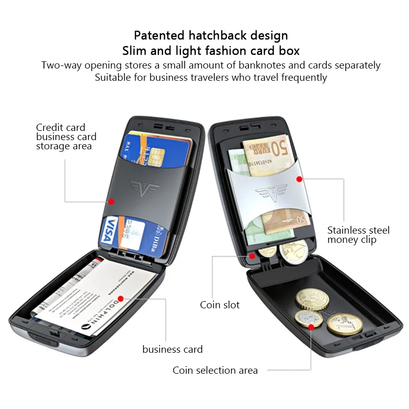 Aluminum Metal Anti-Scan Credit Blocking Wallet Business Card Protection Holder Case Purses Aluminum Credit Card Case