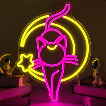 Magic Cat LED Neon Sign – Cute Witchy Wall Decor