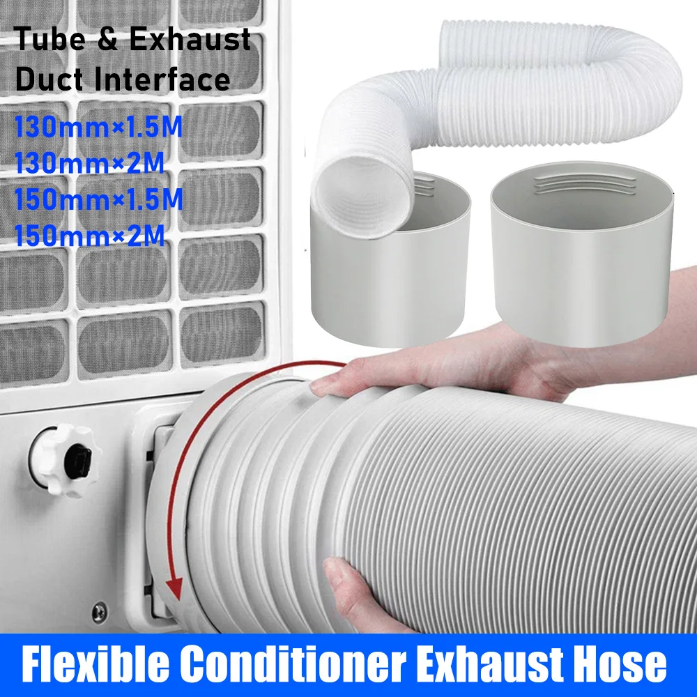 1.5/2M Portable Flexible Conditioner Exhaust Hose Tube 13/15cm Exhaust Pipe Hose Connector Interface for Mobile Air Conditioning