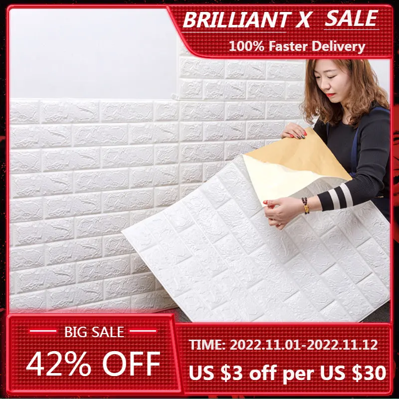 3D DIY Decor Home Brick Wall Stickers Living Room Waterproof Foam Room Adhesive Sticker Wallpaper Made Decals For Kitchen 10pcs waterproof foam 3d brick sticker for living room kitchen tvwall bedroom decor papel de pared diy self adhesive wallpapers