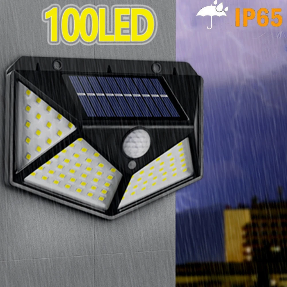 

Настенные светильники на солнечной батарее, уличный светильник с пассивным ИК датчиком движения, питание от солнечного света, освещение для сада, двора, гаража, 100 светодиодов