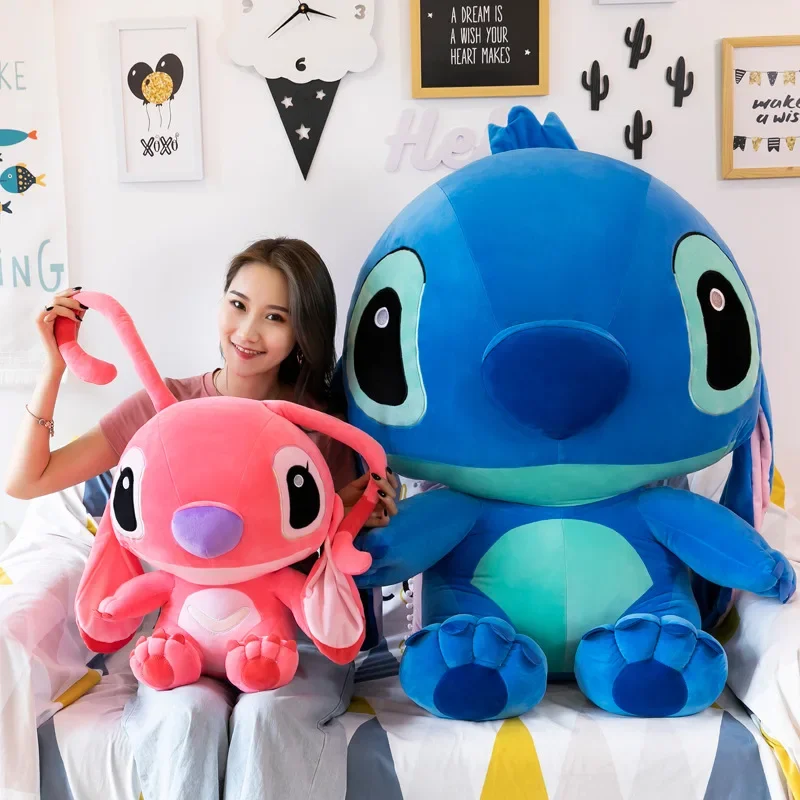 Disney-peluches gigantes de Lilo & Stitch para niños, juguetes colgantes de felpa de Anime, modelos de pareja de dibujos animados, regalo de cumpleaños Kawaii, 60cm