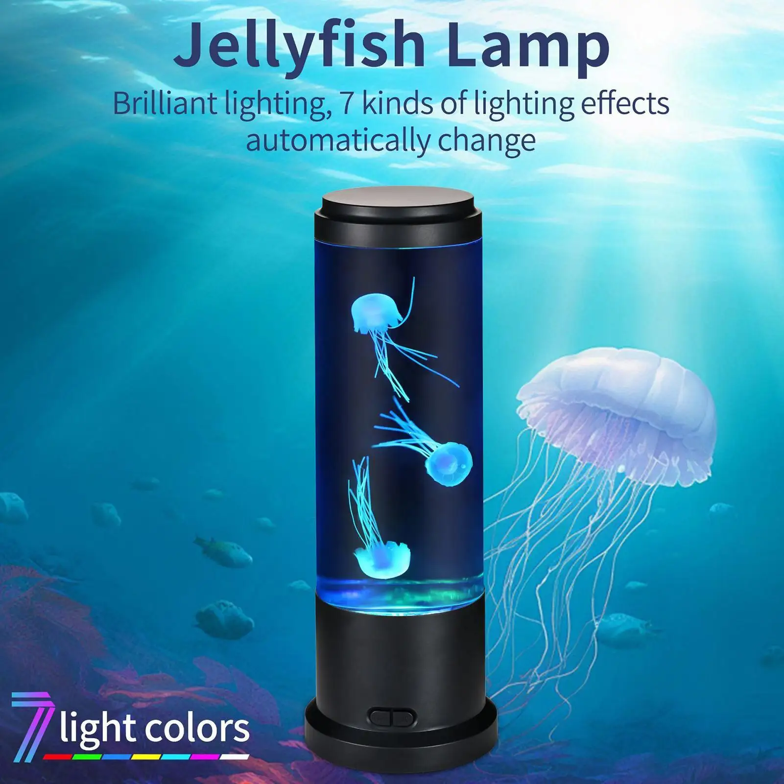 해파리 조명 LED 무소음 무드등 7가지 색상 설정 테이블 램프 해파리 장식 테..