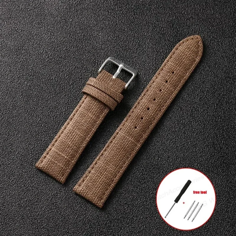 Vintage-Style Denim Nylon Canvas Watch Strap - Soft, Sporty & Universal Wristband Bracelet