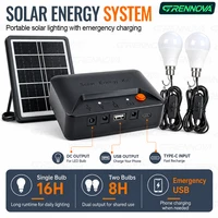 Kit d'éclairage solaire portable Grennova, complet, avec 2 ampoules LED à interrupteur indépendant, chargeur USB pour le camping, la tente, les pannes de courant 1