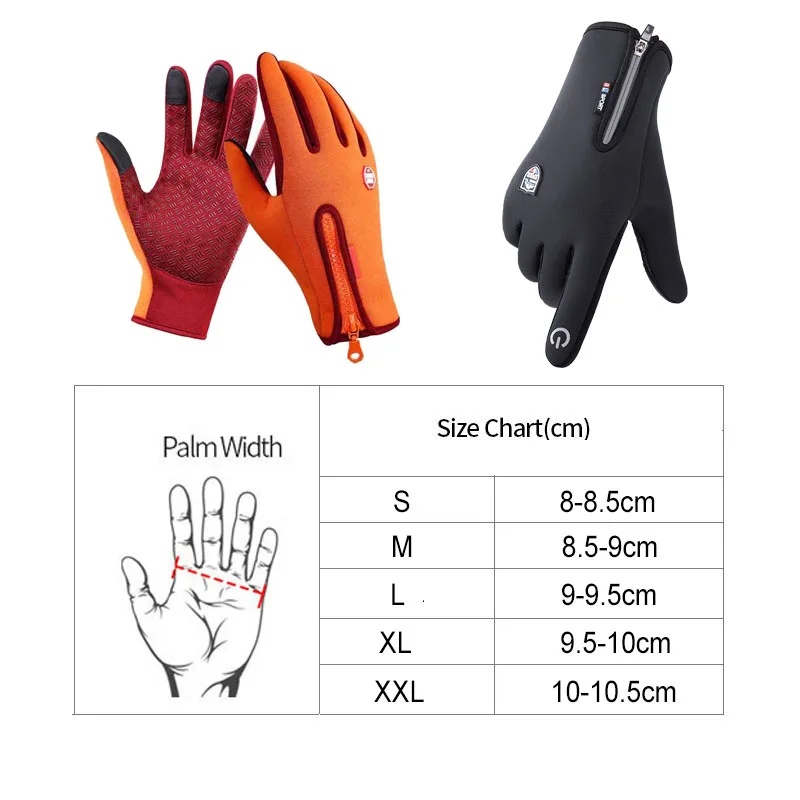 Men Winter Waterproof Cycling Gloves Outdoor Sports Running Motorcycle Ski Touch Screen Fleece Gloves Non-slip Warm Full Fingers 6