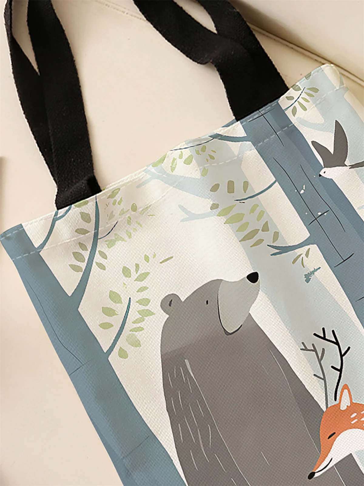 Animal pattern printed casual handbag, reusable fashionable backpack, multifunctional handbag, canvas shopping bag