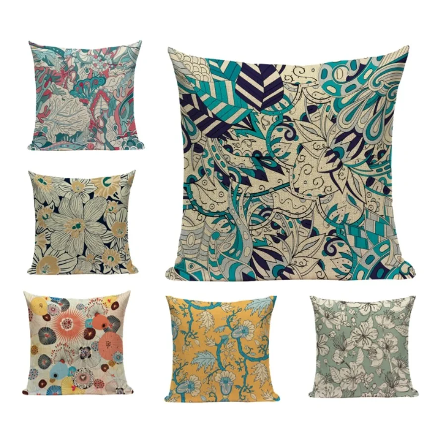 

Floral Upholstery Bedroom Cushion Cover Pillowcase European Style Retro Decorative Pillow Creative Flower Sofa 45x45 Bed E2229G