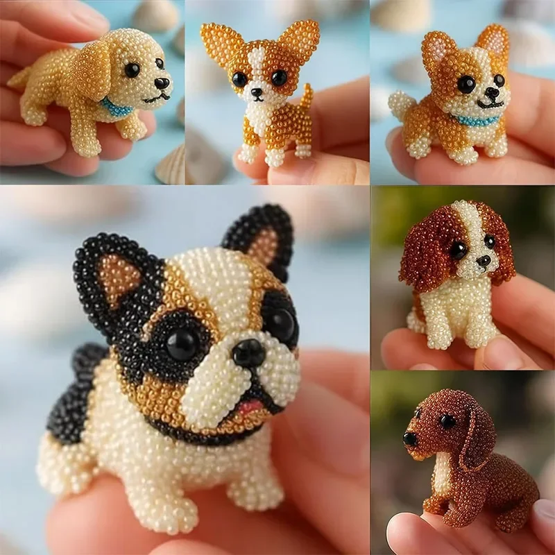 DIY-Perlenbastelset für Erwachsene, handgefertigtes Set für winzige 3D-Perlentiere, niedliches Perlenset als Geschenk für Kinder (Materialbeutel)_voghion.com