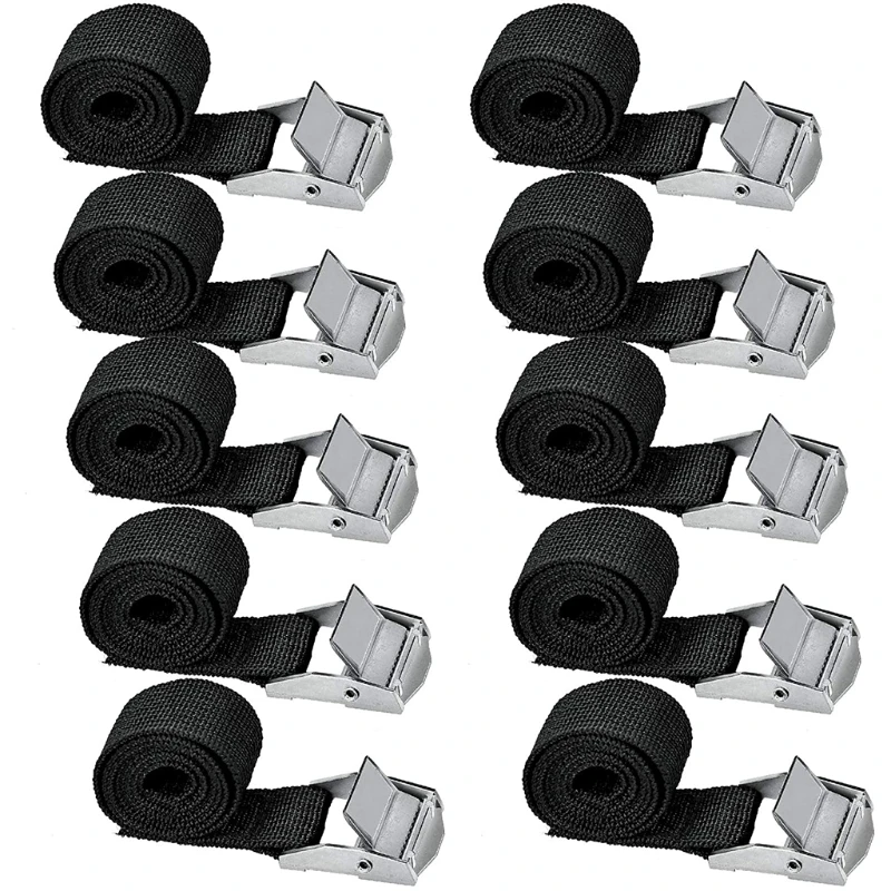 

Black Lashing Straps Tie-down Straps with Zinc Alloy Buckle PP Ribbon