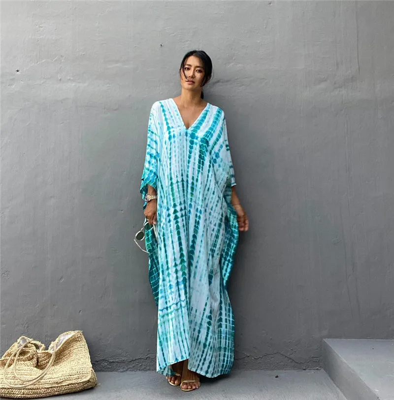 Plus Size Women Beachwear Long Beach Coverups Kaftan Casual Caftan Dress Swimwear cover ups 4