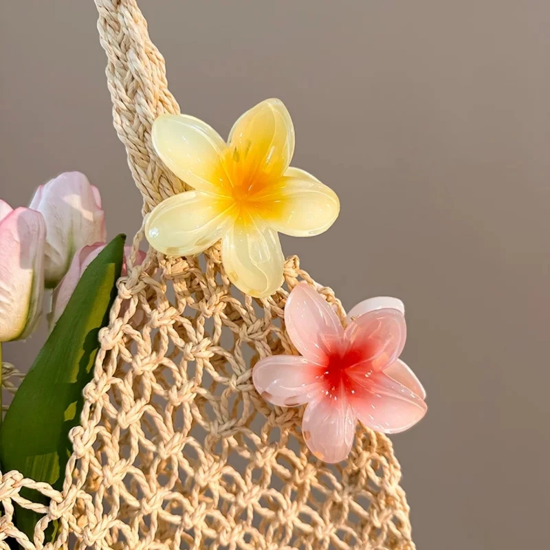 Hair Clips 8cm Gradient Egg Flower Hair Accessories Grab Clip Women Summer Hawaiian Style Headdress