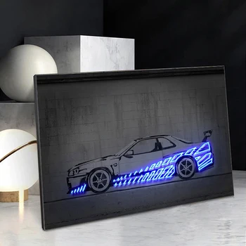 Dipinti su tela astratti, immagini murali al neon da corsa, poster e stampe di graffiti di strada, decorazioni per la casa veloci e furiose, regalo per lui