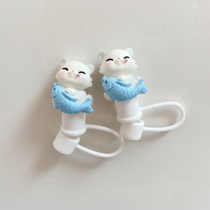 

Kawaii Cat Straw Cover Dust Cap Silicone Cute Straw Toppers For Tumbler Drinking Charm Decoration Cover For cm Straws 10mm 1 PC