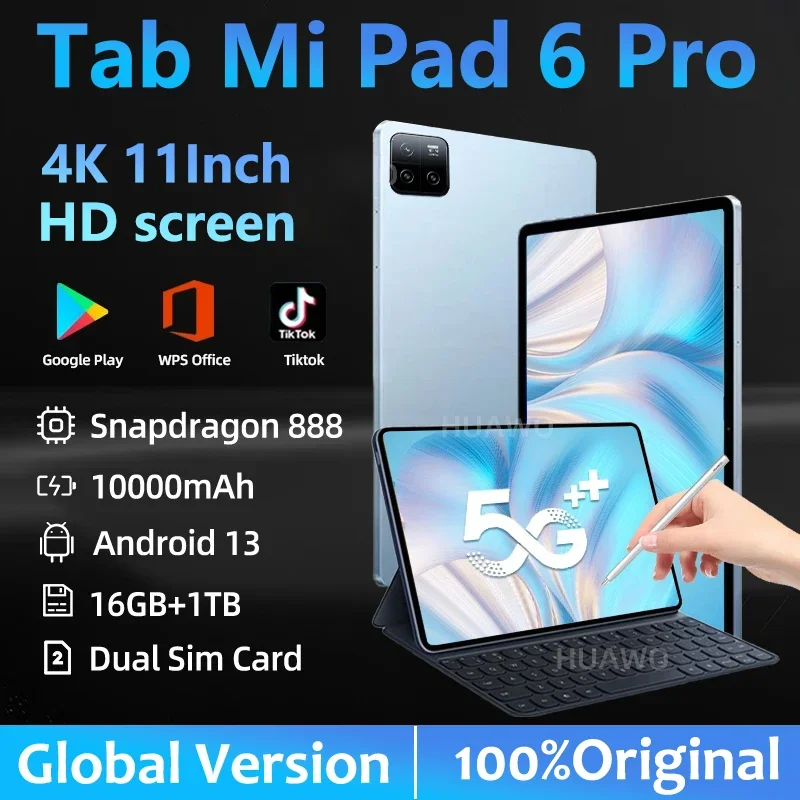 2024 오리지널 글로벌 버전 패드 6 프로 태블릿 PC, 스냅드래곤 888, 안드로이드 13, 16GB RAM, 1TB ROM, 10000mAh, 5G HD, 4K 화면, 와이파이 MiTab 2024 오리지널 글로벌 버전 패드 6 프로 태블릿 PC, 스냅드래곤 888, 안드로이드 13, 16GB RAM, 1TB ROM, 10000mAh, 5G HD, 4K 화면, 와이파이 MiTab